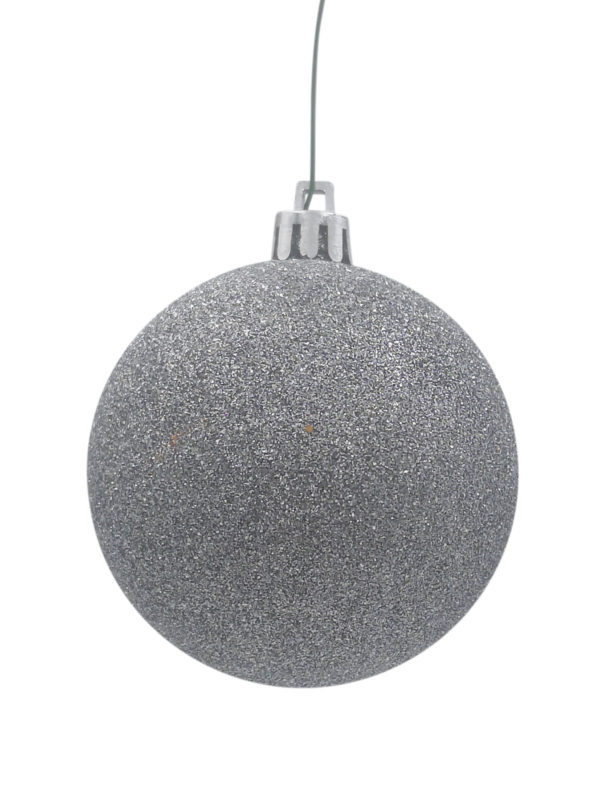 Christmas Ball 50mm Glitter Silver