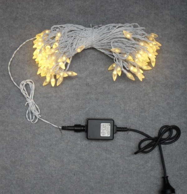 Commercial Outdoor Christmas Lights LED x 104 Warm White light ACORN Capped with White cord
