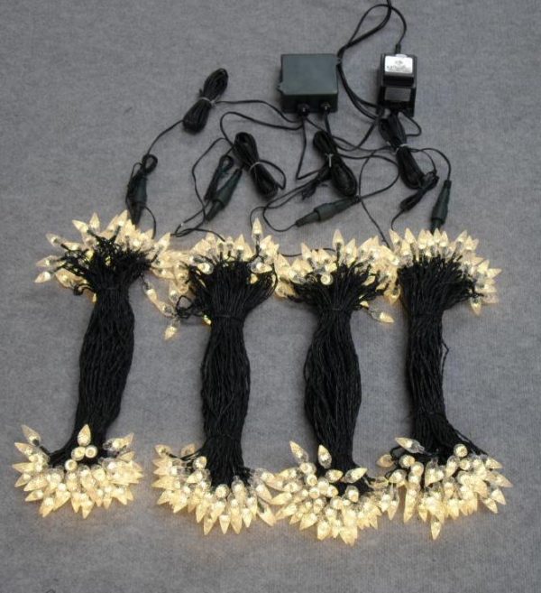 Outdoor Commercial Christmas LED x 416 Warm White Light ACORN Capped with Green cord