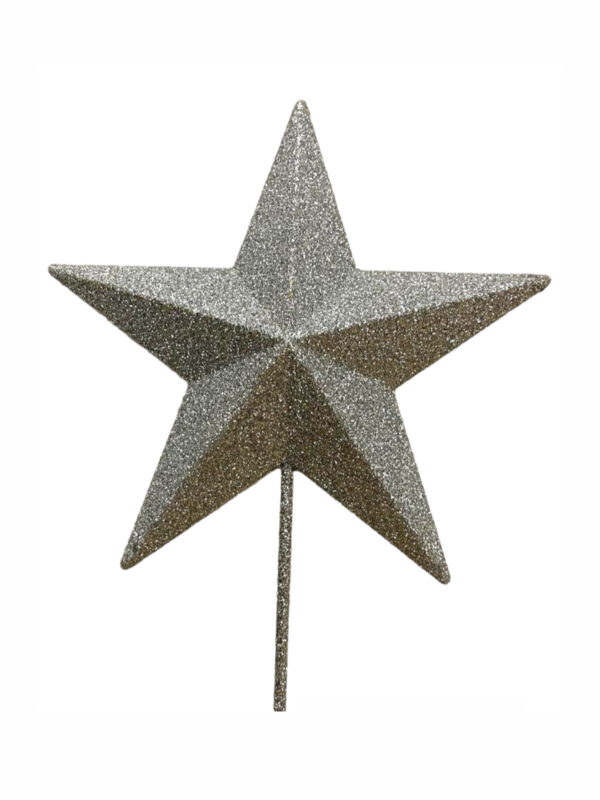 Star Christmas Tree Topper 30cm Glitter Silver