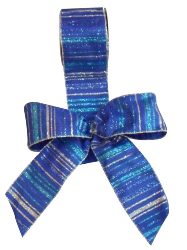 Christmas Bow Royal Blue With Silver (Pack of 10)