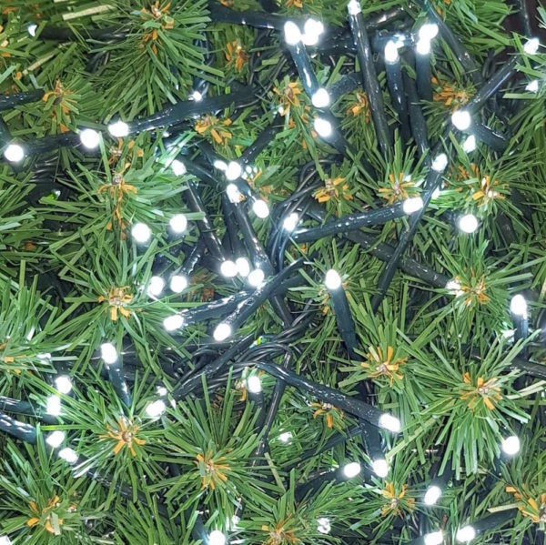 Christmas Tree or Garland Lights 200 LED Static Lights White Colour Connecting String + Transformer