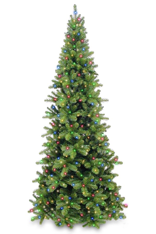 10ft Pencil Pine Christmas Tree Green 3.05m Hinged Prelit