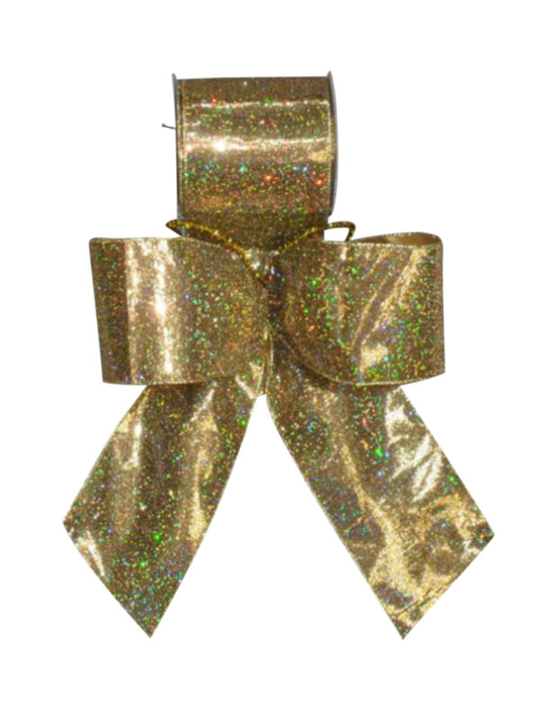 Bow wired Gold Lame with Sparkles 6.5cm (Pack of 10)