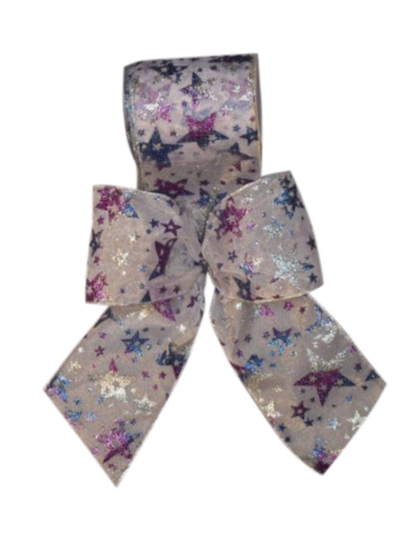 Christmas Bow Silver Organza (Pack of 8)