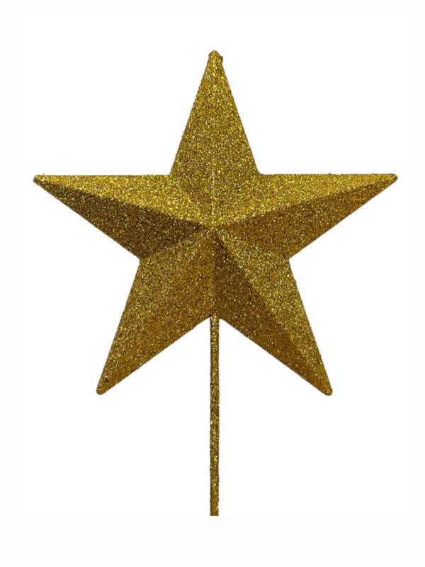 Star Christmas Tree Topper 30cm Glitter Gold