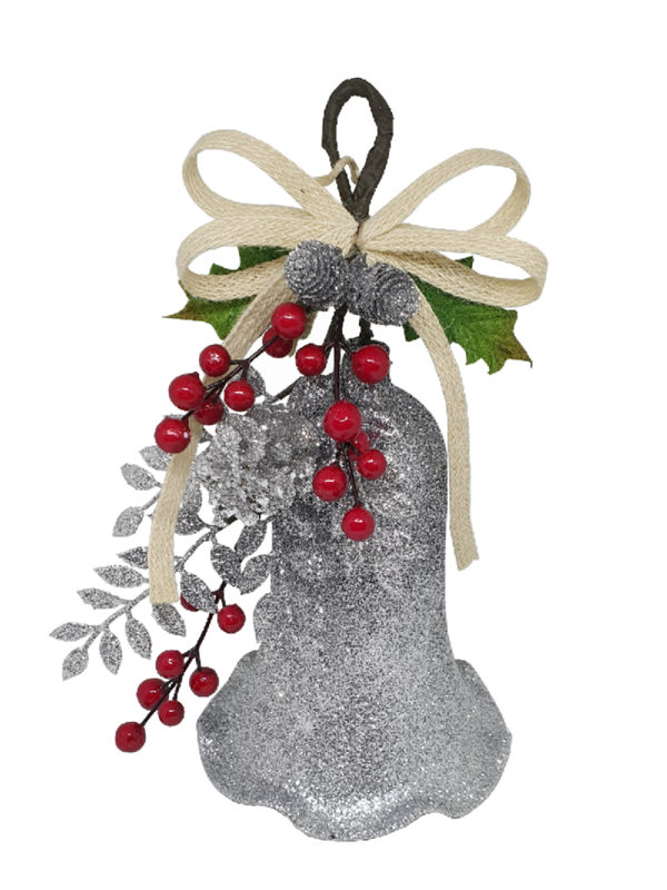 12 inch Bell Large Christmas Decoration Silver