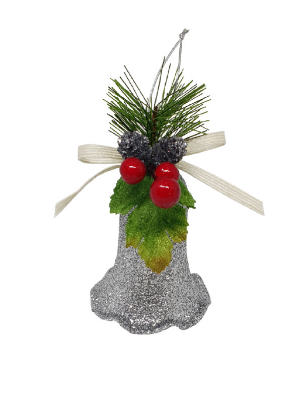 5.5 inch Bell single Christmas Decoration 14cm Silver