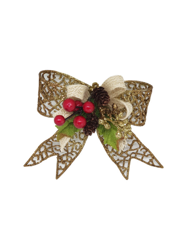 5 inch Bow Christmas Decoration 13cm Gold