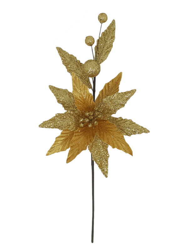 13.5 inch Poinsettia Pick 34cm Gold